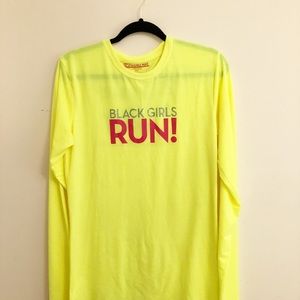 Black Girls Run! Highlighter yellow long sleeve shirt *runs small*